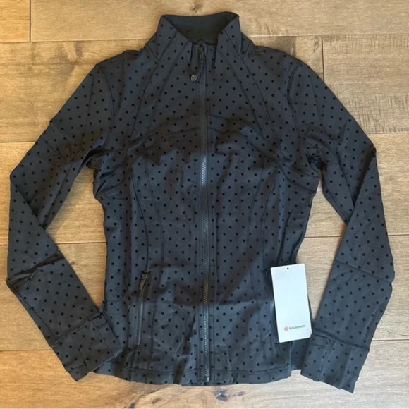 lululemon athletica Tops - LULULEMON DEFINE JACKET NULU POLKA DOT FLOCKED BLACK SIZE 4 BRAND NEW